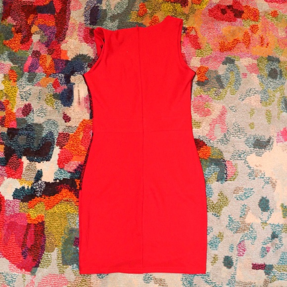 Red + Black Lace Side Cocktail Dress - Picture 2 of 2